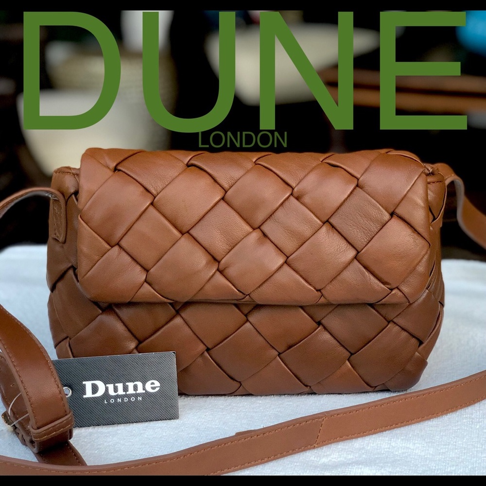 DUNE LONDON  woven LEATHER crossbody brown